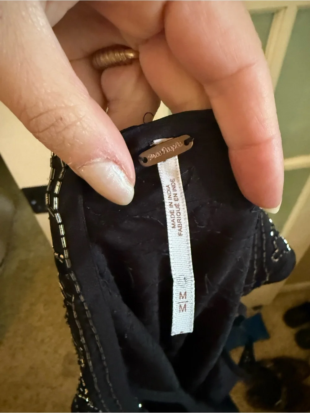 Free People Black Beaded Evening Slip/ Black Dress - Picture 3 of 3